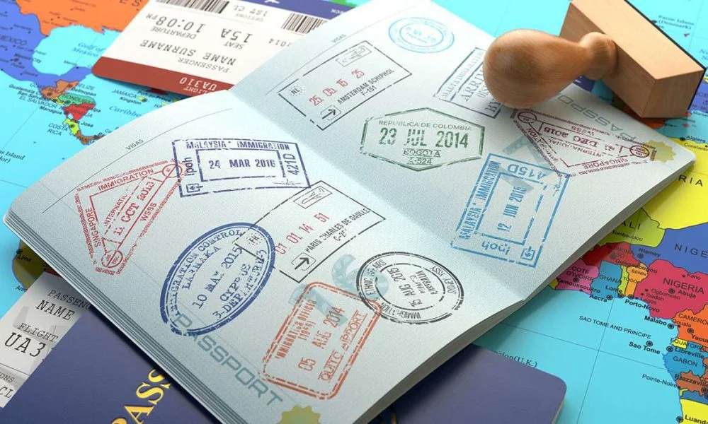 Zanzibar airport arrival area with passport checks and entry documents ready for visitors.