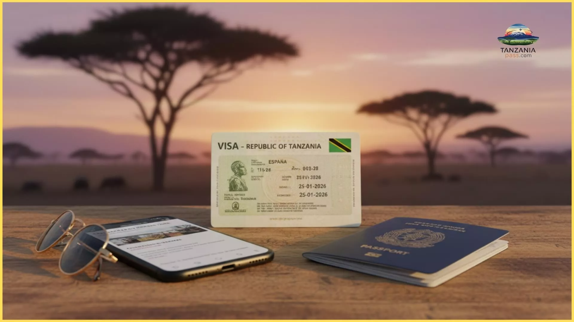 Passport, boarding pass, and travel documents prepared before arriving in beautiful Zanzibar island today.