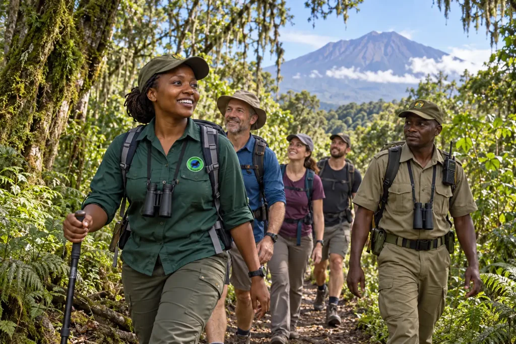Women and men guides in Great Migration Adventures uniforms in Arusha, Tanzania